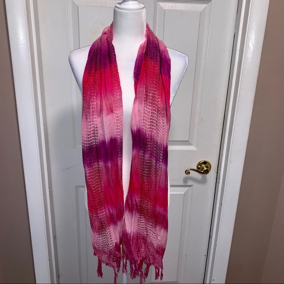 Boho Open Weave Tie Dye Scarf - Picture 4 of 5